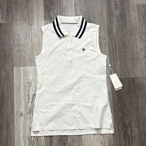 Tory Sport White Sleeveless Polo Tank